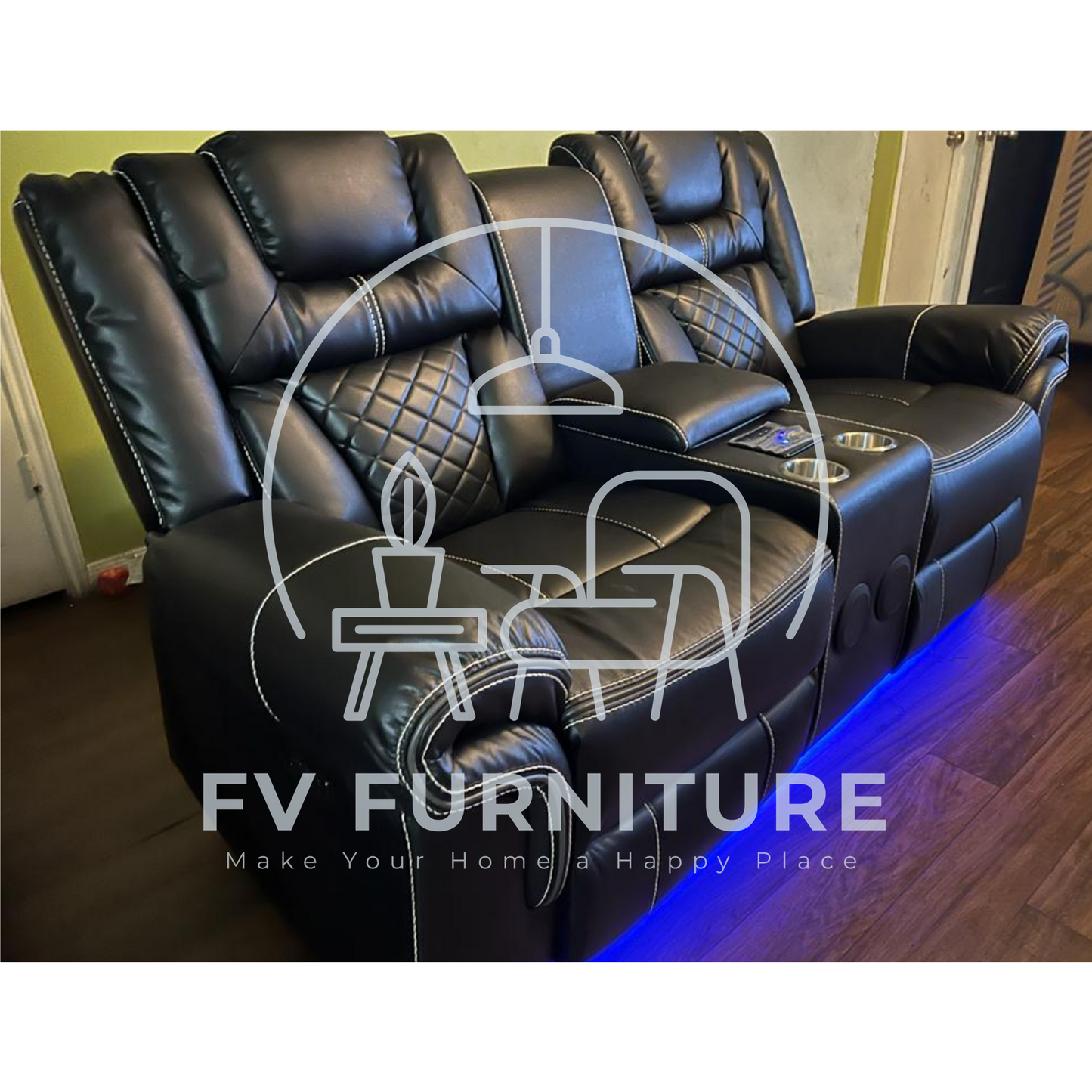 3pcs Alexa Black Power Reclining Sofa Set