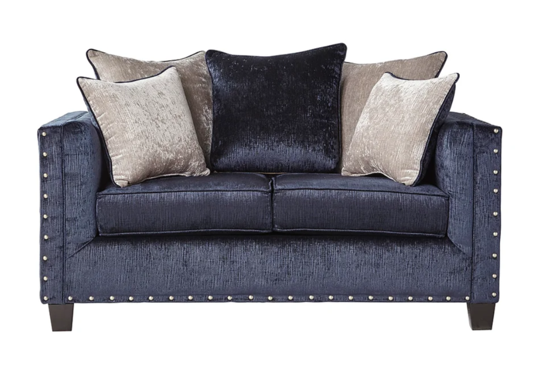 Blue Fabric Sofa & Loveseat Set