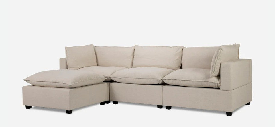 Beige Fabric Cloud 4pcs Sectional