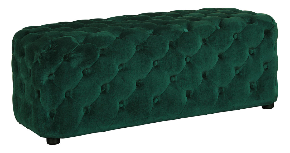 Green Velvet Tufted Accent Ottoman