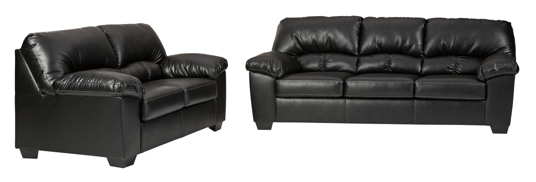 Black Vinyl Sofa & Loveseat Set
