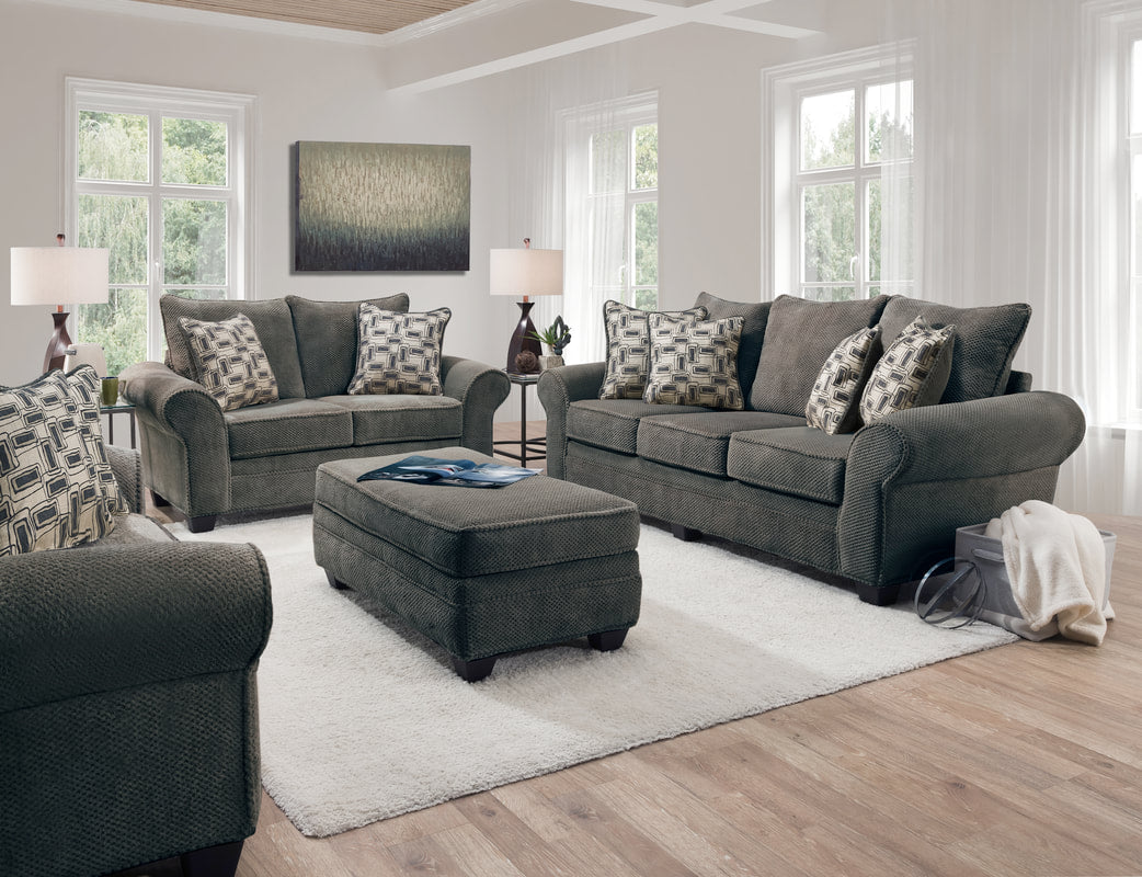 Grey Velvet Sofa & Loveseat Set