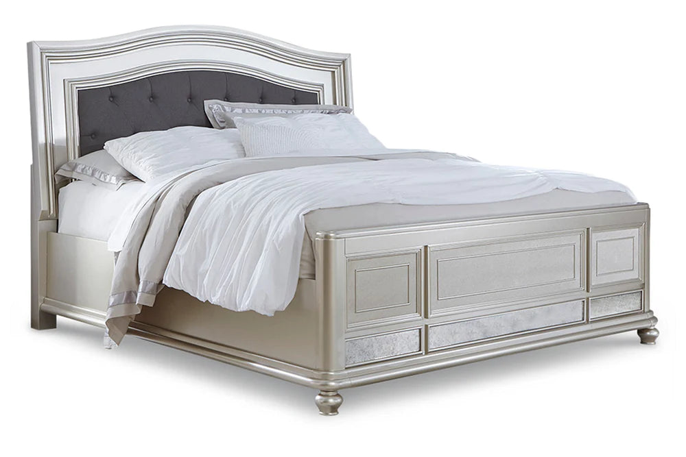 Coralayne Silver King Panel Bed Frame