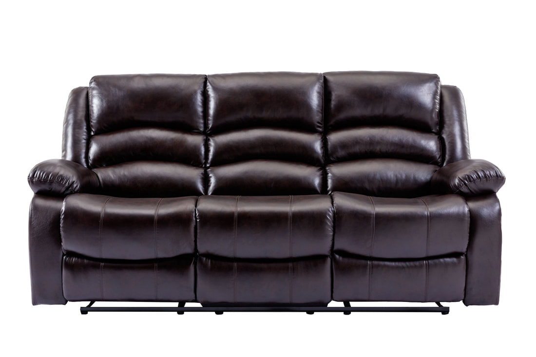 3pcs Brown Espresso PU Leather Reclining Sofa Set