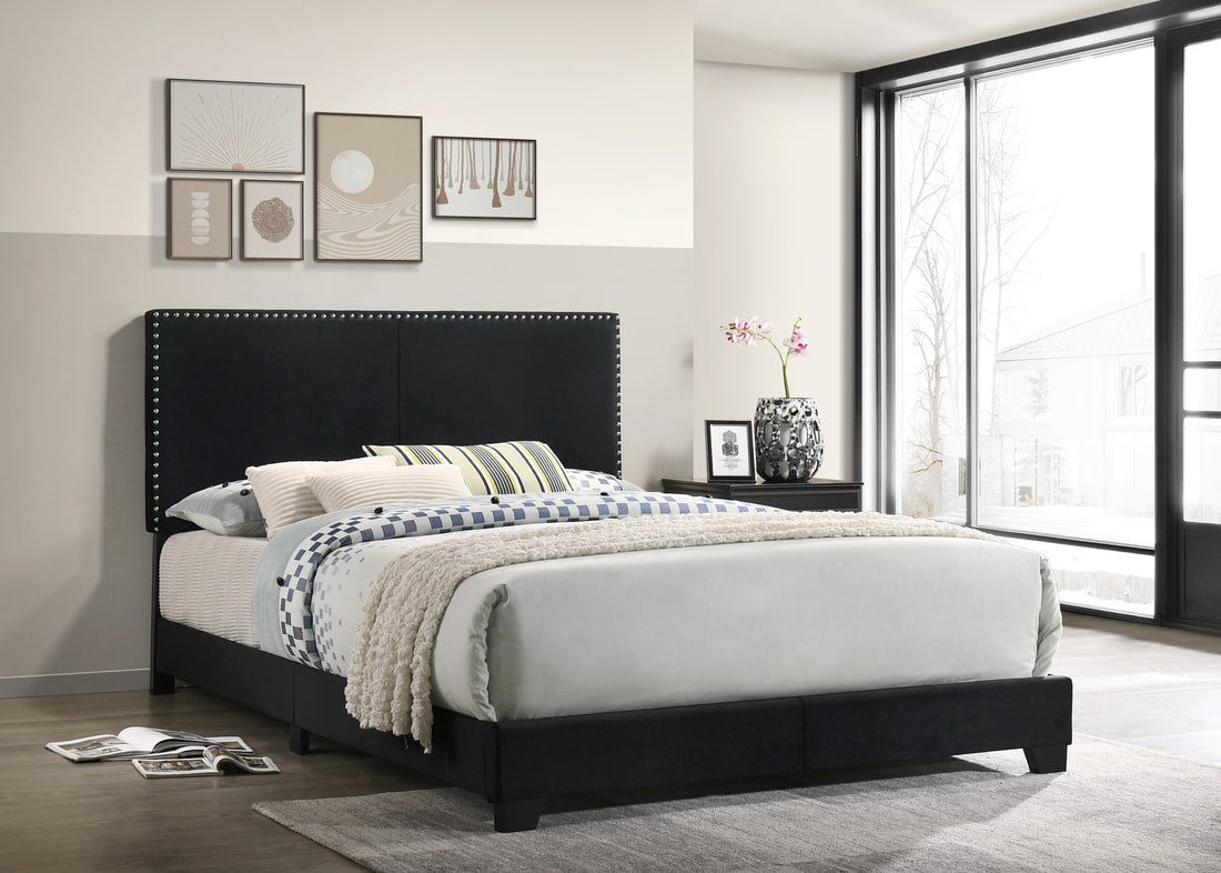 Black Velvet Nailhead Trim Bed Frame