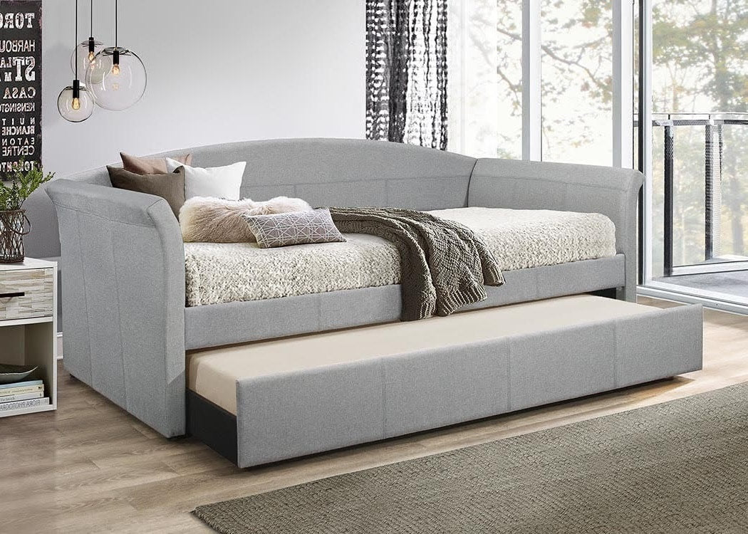 Gray Linen Daybed with Trundle