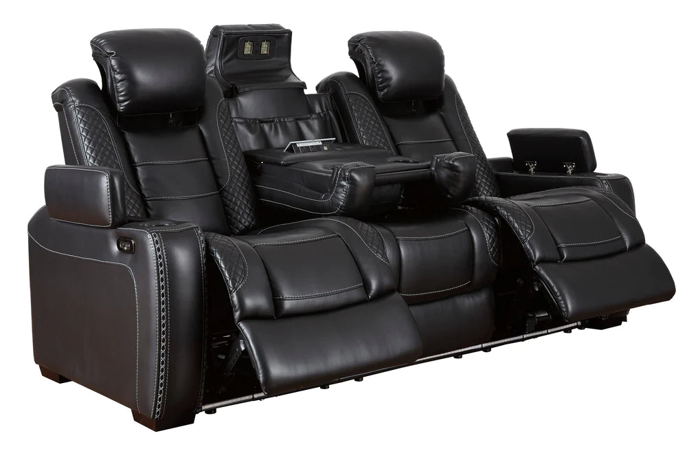 2pcs Party Time Black Midnight Power Reclining Sofa Set
