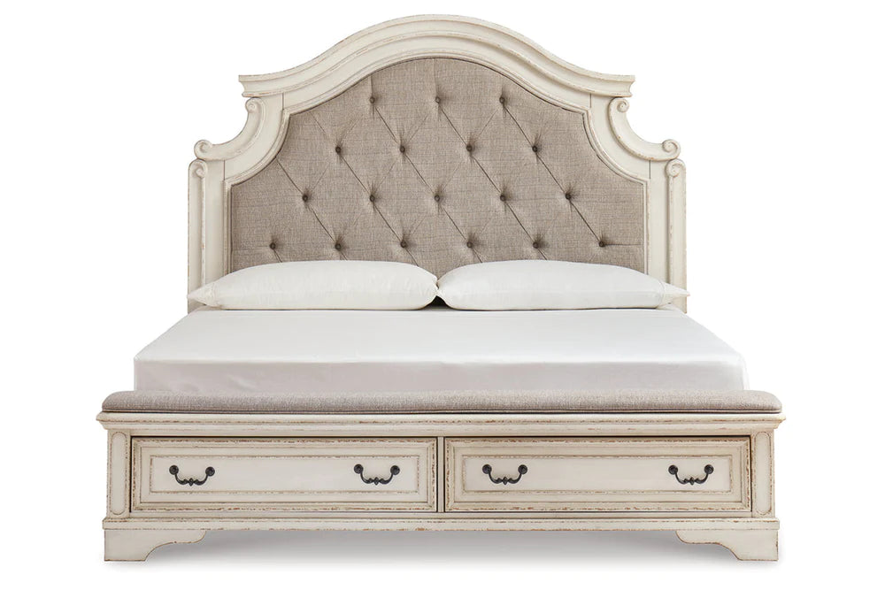 Realyn Two-tone Queen Upholstered Bed Frame
