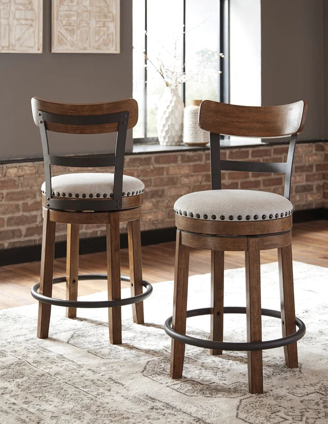 Brown Wood Swivel Barstool