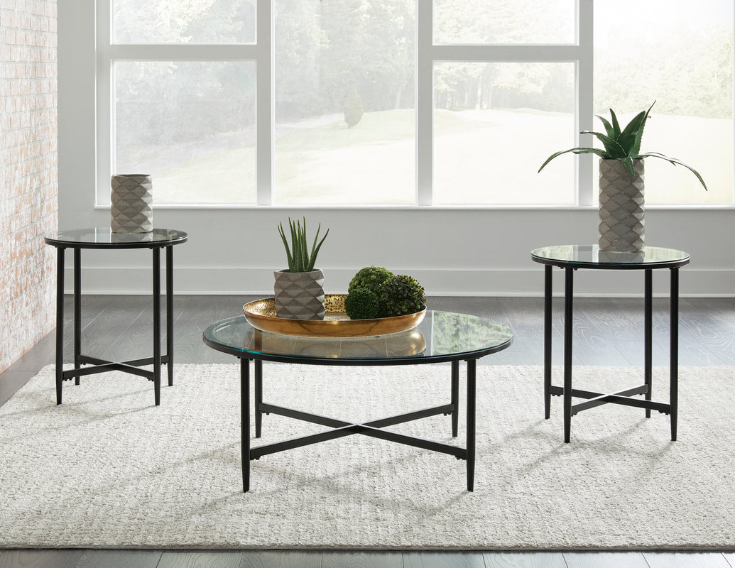 Round Black Occasional Table Set