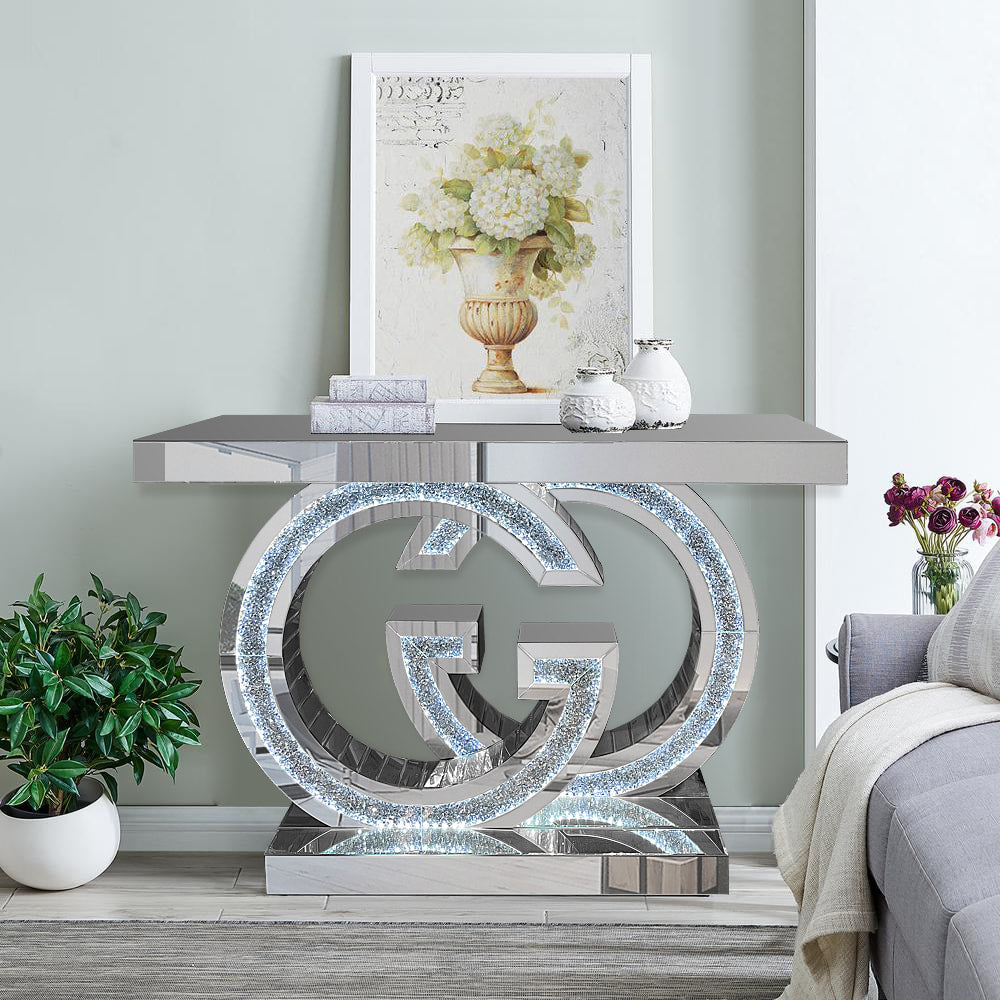 Mirror Glass Console Table