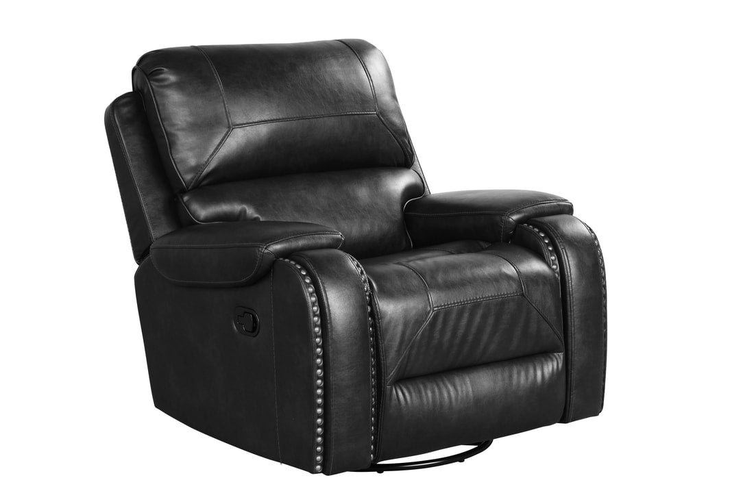3pcs Titan Black Leather Gel Reclining Sofa Set