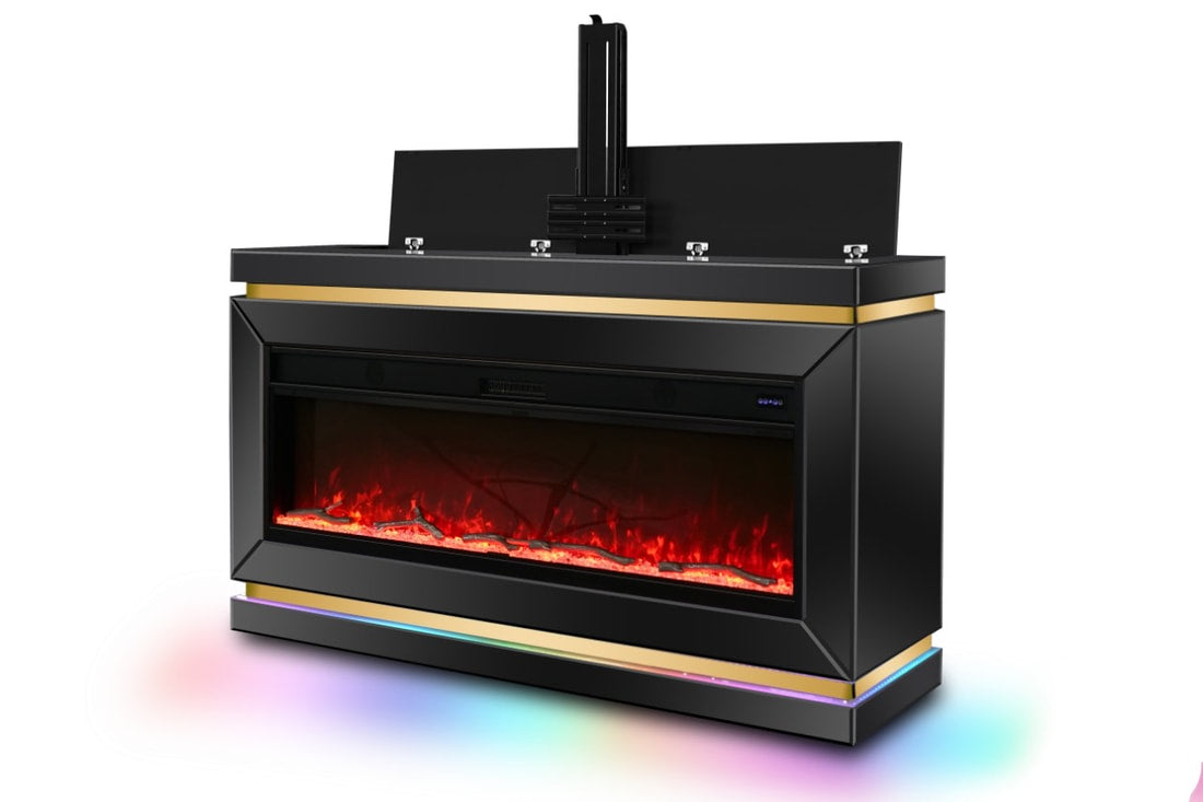 A93 Black LED TV Stand with Fireplace