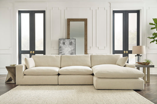 10006 3pcs Ivory Linen Sectional
