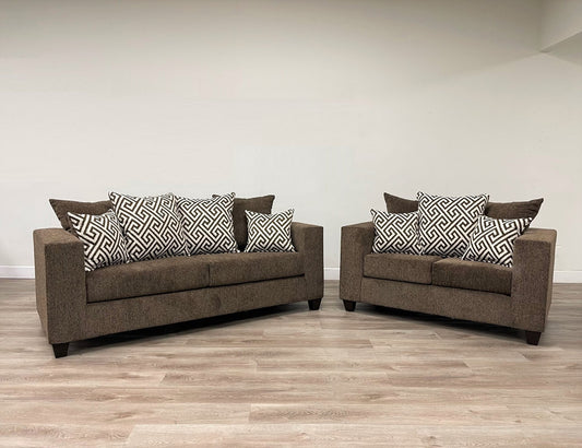 110 - Mocha Thick Fabric Sofa & Loveseat