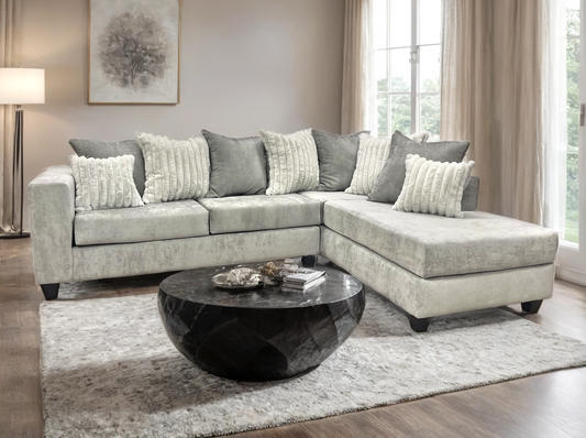 110 Gray Silver Fabric Sectional