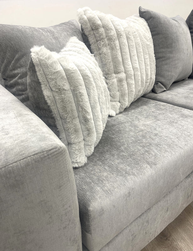 110 Gray Silver Fabric Sectional