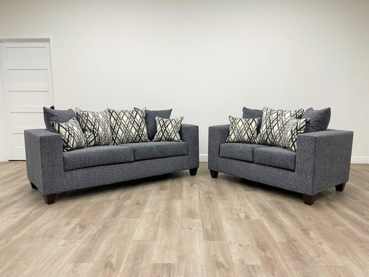 110 - Steel Thick Fabric Sofa & Loveseat