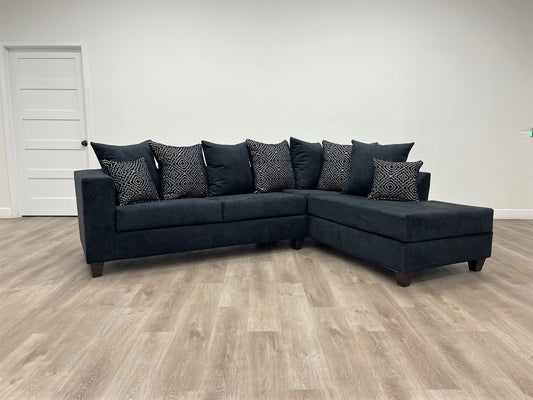 110 Black Chenille Fabric Sectional