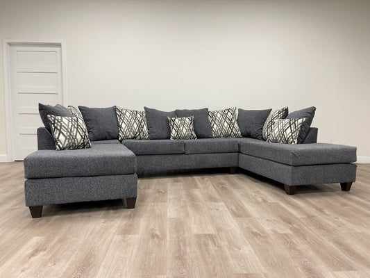 111  Steel Chenille Fabric Sectional