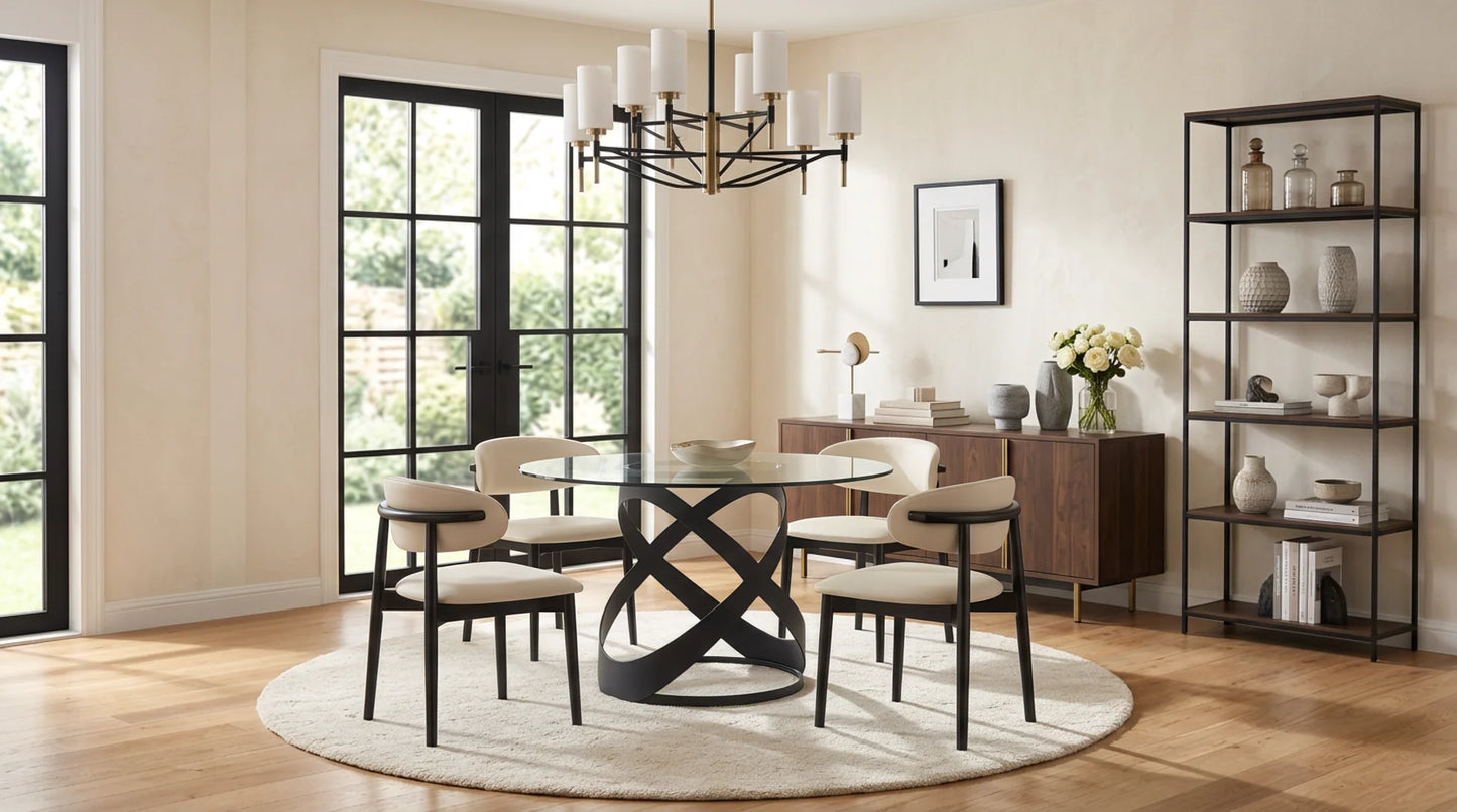 D1550 Dimi (Clear Glass/Black) Dining Set