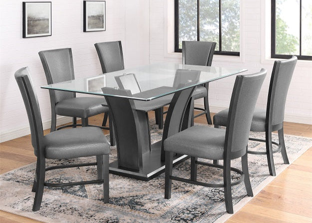 7pcs Glass Rectangular Top Dining Set