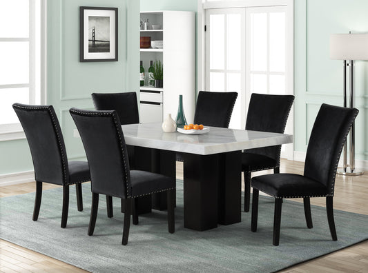 1220 Black - (FAUX MARBLE) 7pcse Dining Set