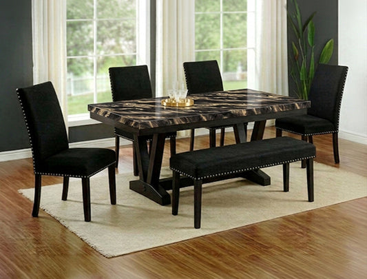 CANDEN FAUX MARBLE DINING TBL GDBK