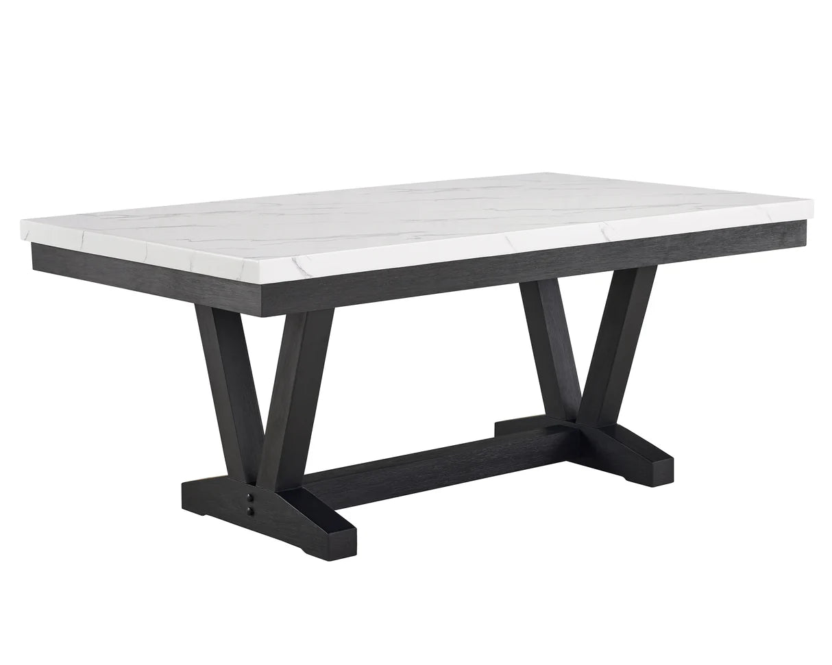 6pcs Vance Dove Faux Marble Dining Set