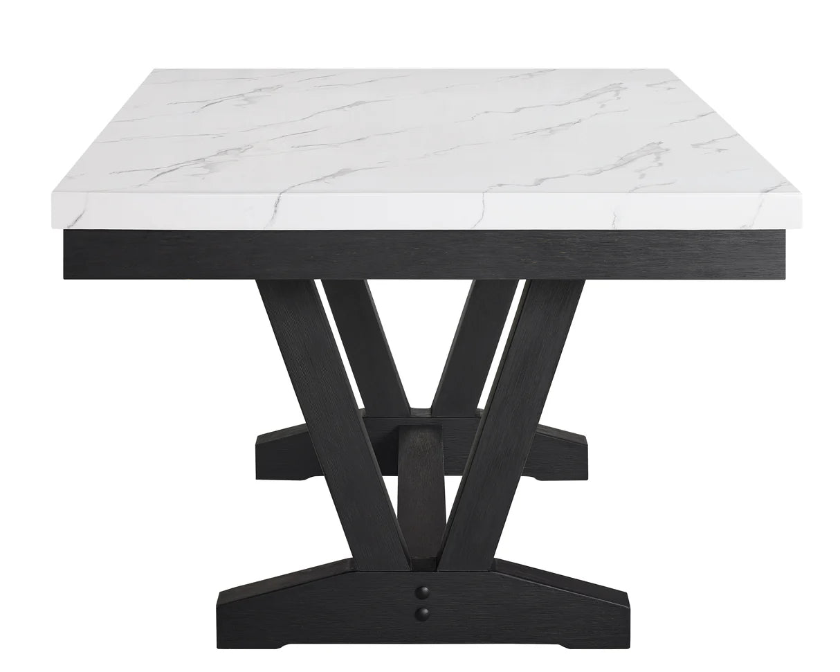 6pcs Vance Dove Faux Marble Dining Set