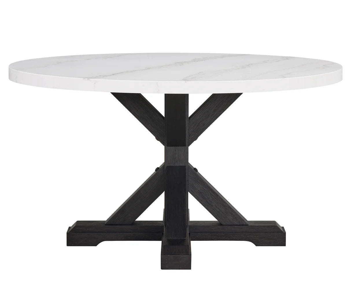 5pcs Varley Dove Genuine Marble Round Dining Set