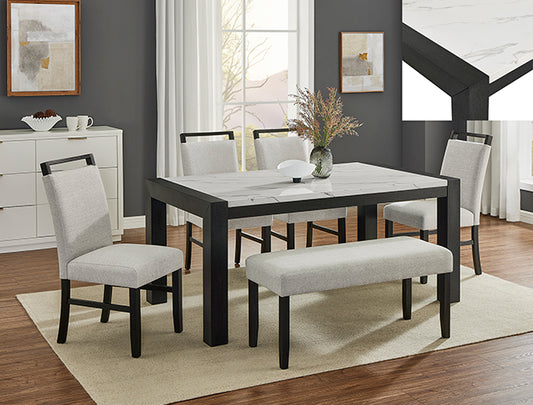 1322-6P Jules Faux Marble Dining Set