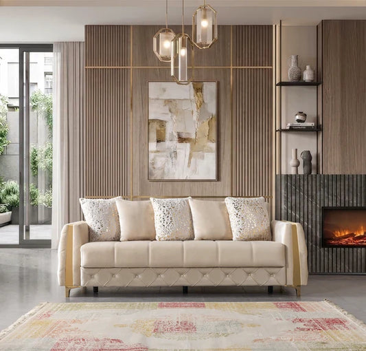 Florence Ivory Velvet Sofabed 88"