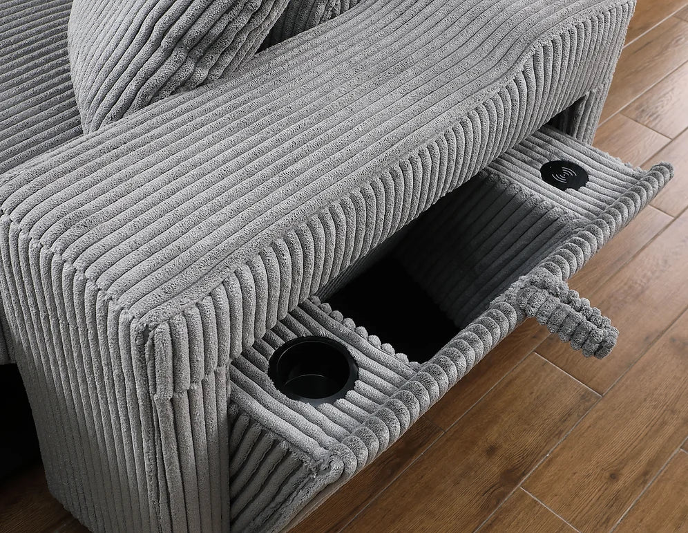 Bonaterra Grey Corduroy Reversible Sectional