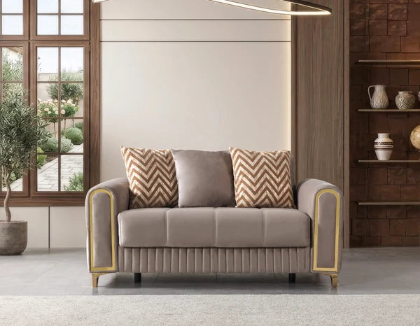 Sandra Coffee Velvet Loveseat