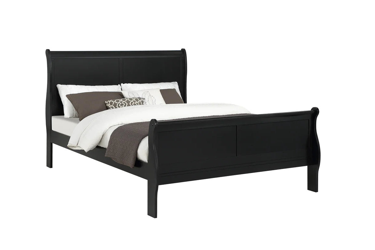 5pcs Louis Philip Black Finish Bedroom Set