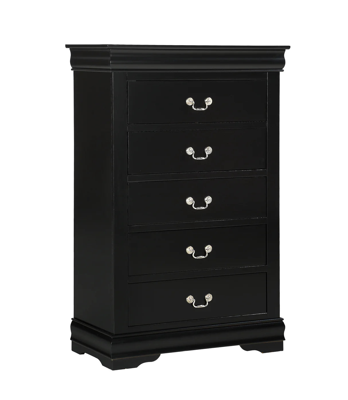 5pcs Louis Philip Black Finish Bedroom Set