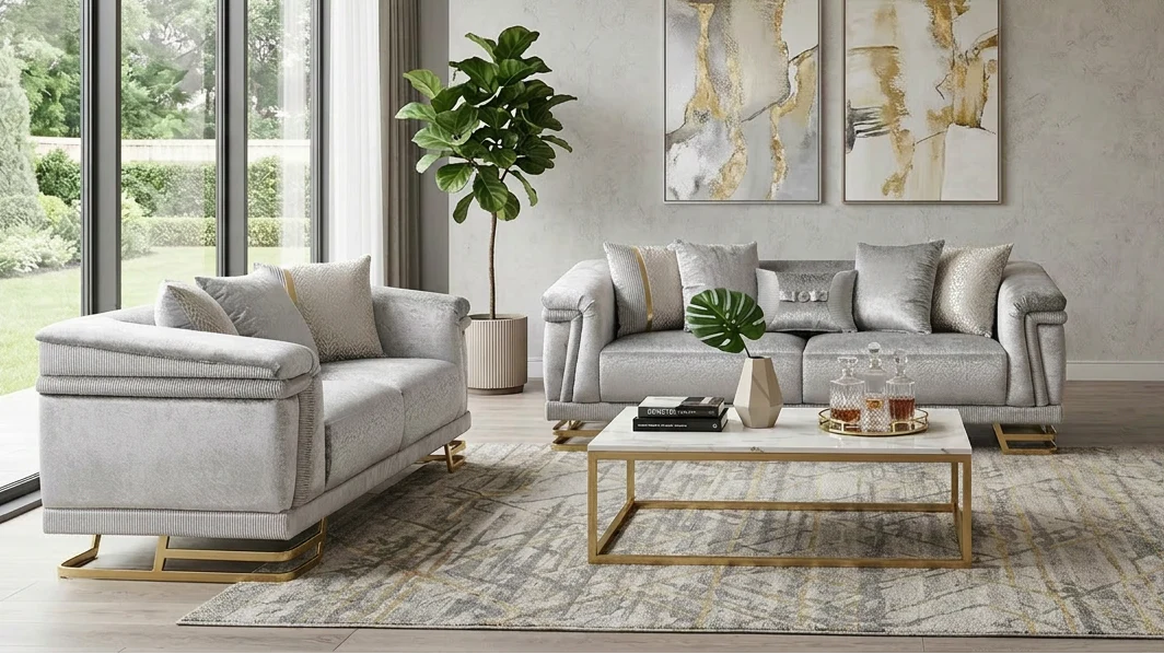 2pcs & 3pcs S1010 Amalfi GreySofa Loveseat & Chair