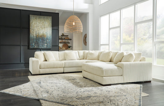 211 - 6pc Cream & Gray Oversized Sectional
