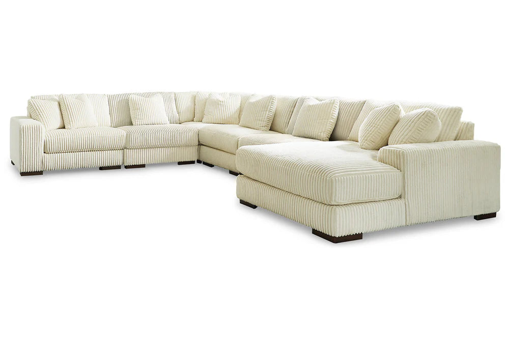 Ashley Lindyn Ivory 6-Piece RAF Chaise Sectional
