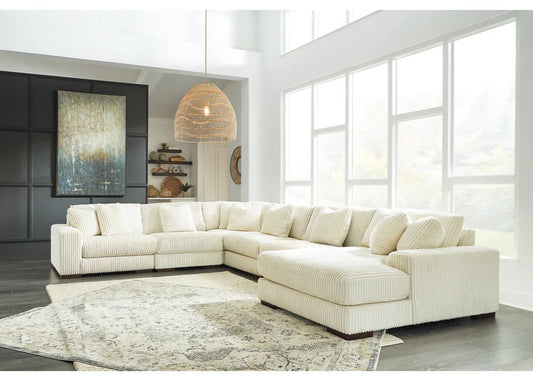 Ashley Lindyn Ivory 6-Piece RAF Chaise Sectional