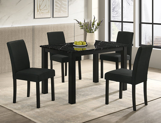 5pcs 2120 Resia Black Marble Top Dining Set