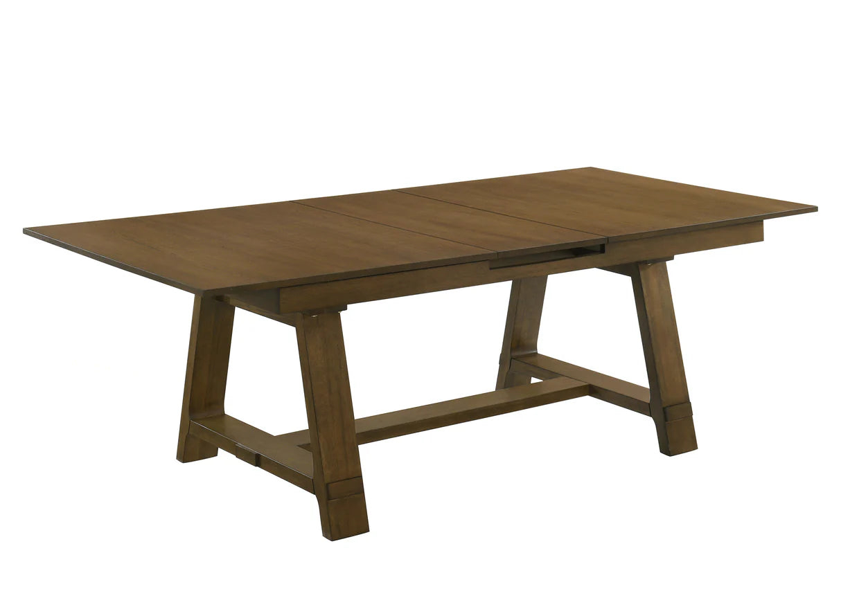 6pcs Everly Brown Wood Finish Dining Set
