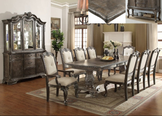 9pcs Traditional Wood Dining Set