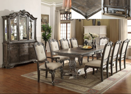 9pcs Traditional Wood Dining Set