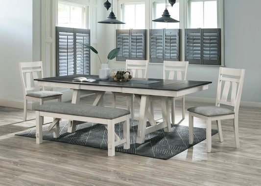 6pcs Maribelle Warm Grey Extendable Dining Set