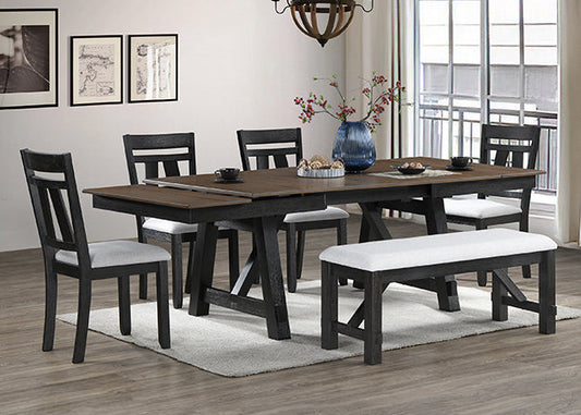 6pcs Maribelle Charcoal Extendable Dining Set