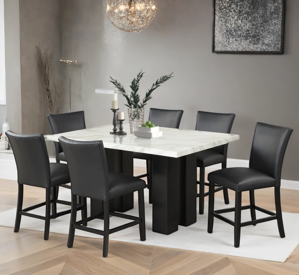 2220 PU - (FAUX MARBLE) 7pcse dining set