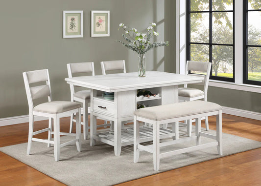 6pcs Wendy White Counter Height Dining Set