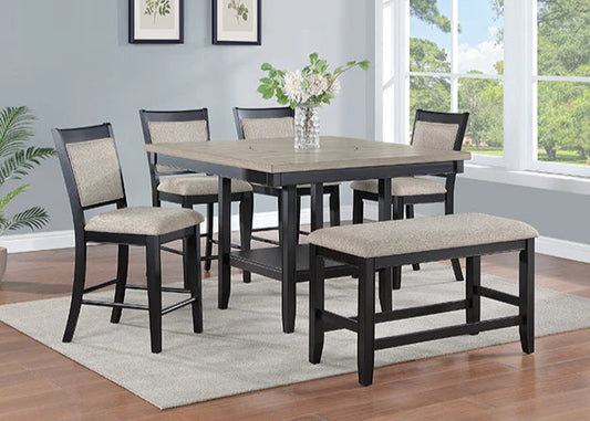 6pcs Fulton Light Grey Counter Height Dining Set